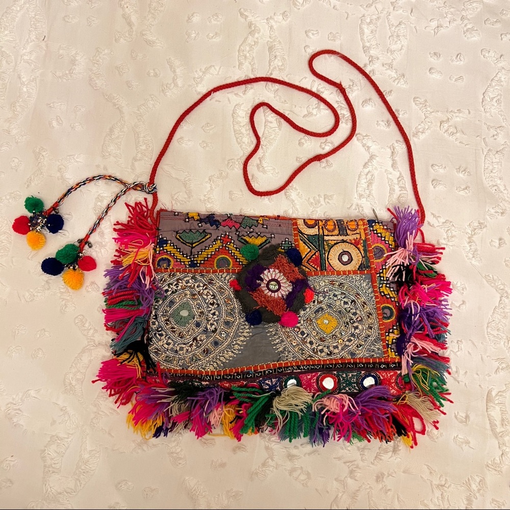 Boho Woven Tassel Crossbody Bag